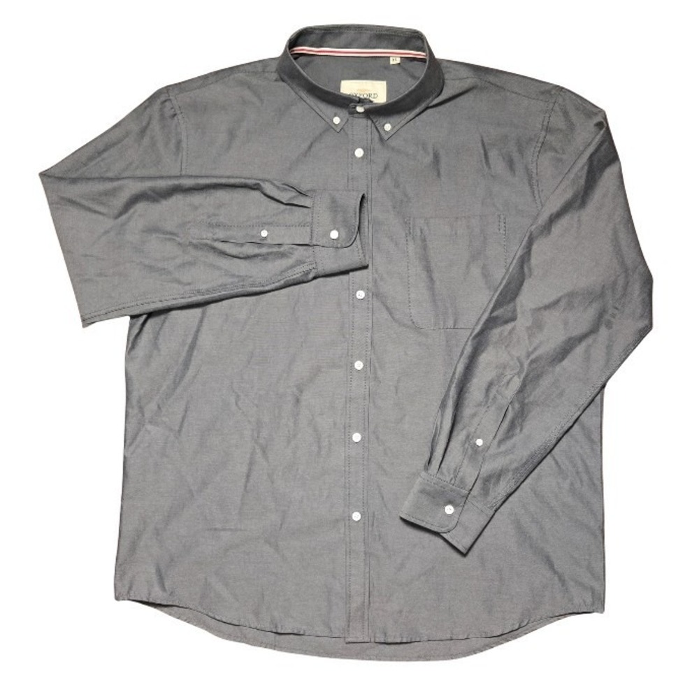 Oxford Men's Luxury Collection Gray Button Down Business Made In Italy Size‎ XL